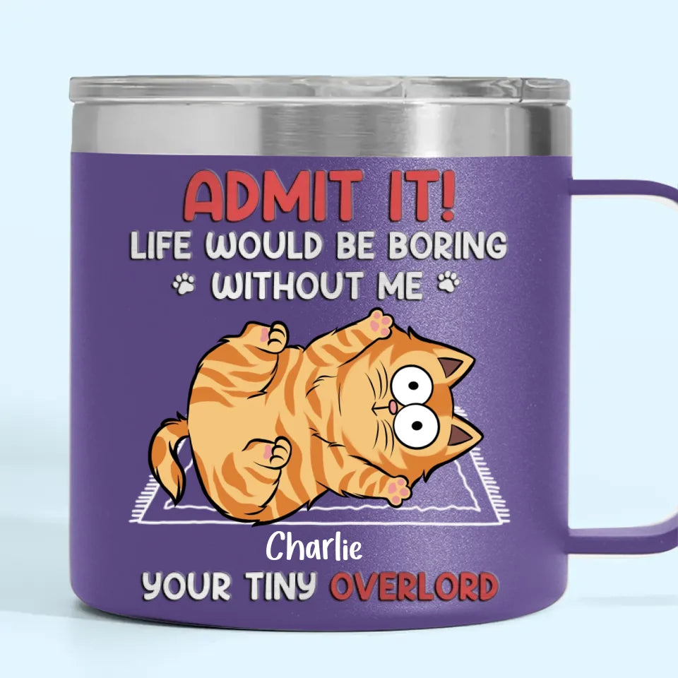 Gardez votre calme et frottez-vous le ventre - Gobelet personnalisé en acier inoxydable de 14 oz avec poignée pour chien et chat - Cadeau de Noël pour les propriétaires d'animaux et les amoureux des animaux