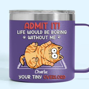 Gardez votre calme et frottez-vous le ventre - Gobelet personnalisé en acier inoxydable de 14 oz avec poignée pour chien et chat - Cadeau de Noël pour les propriétaires d'animaux et les amoureux des animaux