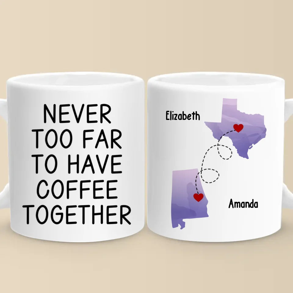 Ensemble dans l'esprit, même avec un verre à part - Mug personnalisé Bestie - Cadeau de Noël pour meilleures amies, meilleures amies, sœurs