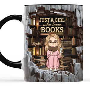 Juste une fille qui aime les livres - Tasse personnalisée avec accents - Cadeau de Noël pour les amoureux des livres