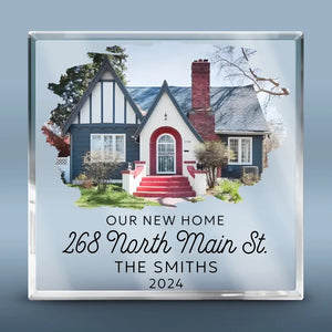 Plaque acrylique carrée personnalisée avec photo « Le bonheur est là maintenant » - Cadeau pour les membres de la famille