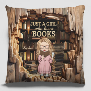 Une fille passionnée de lecture – Coussin personnalisé – Cadeau pour les amoureux des livres
