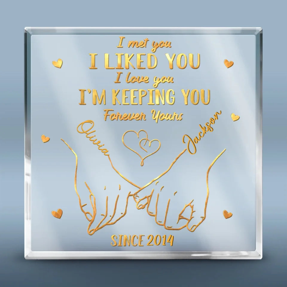 De notre premier baiser jusqu'à notre dernier souffle - Plaque acrylique carrée personnalisée pour couple - Cadeau de Noël pour mari et femme, anniversaire