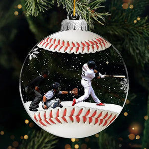 Photo personnalisée pour l'amour du jeu - Ornement sportif personnalisé - Forme personnalisée en acrylique - Cadeau de Noël pour joueurs de baseball et amateurs de baseball