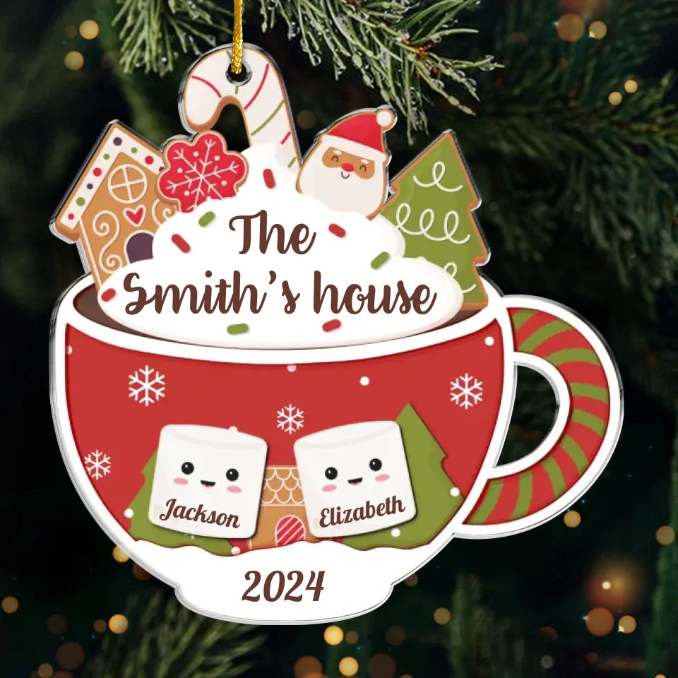 Amour familial - Ornement personnalisé pour la famille - Forme personnalisée en acrylique - Cadeau de Noël pour les membres de la famille