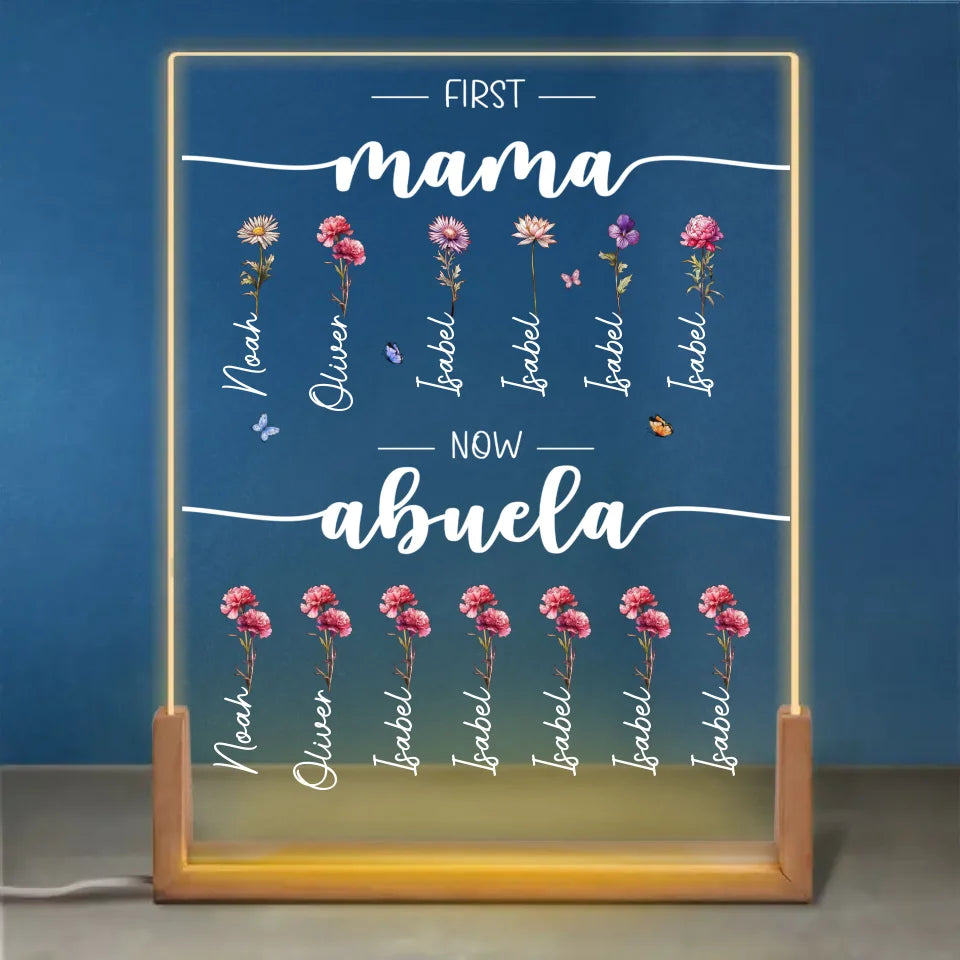 Première maman, maintenant grand-mère ! Veilleuse LED 3D personnalisée en forme de noyer pour la famille ! Cadeau de Noël pour maman et grand-mère