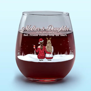 Meilleur ami pour toujours du fond du cœur - Verre à vin personnalisé pour la famille - Cadeau de Noël pour maman et fille