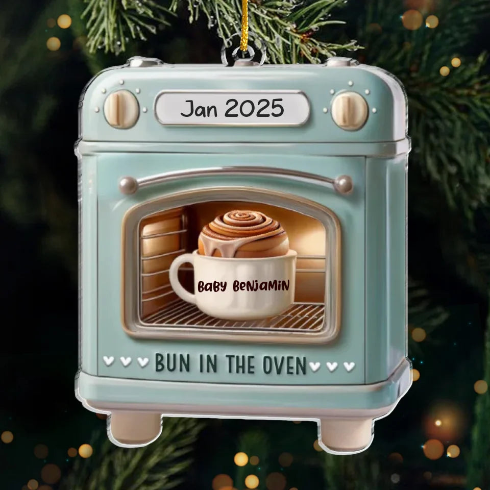 Nous attendons avec impatience notre petit bout de chou - Décoration personnalisée pour la famille - Forme personnalisée en acrylique - Cadeau de Noël pour bébé, enfant, nouveau-né