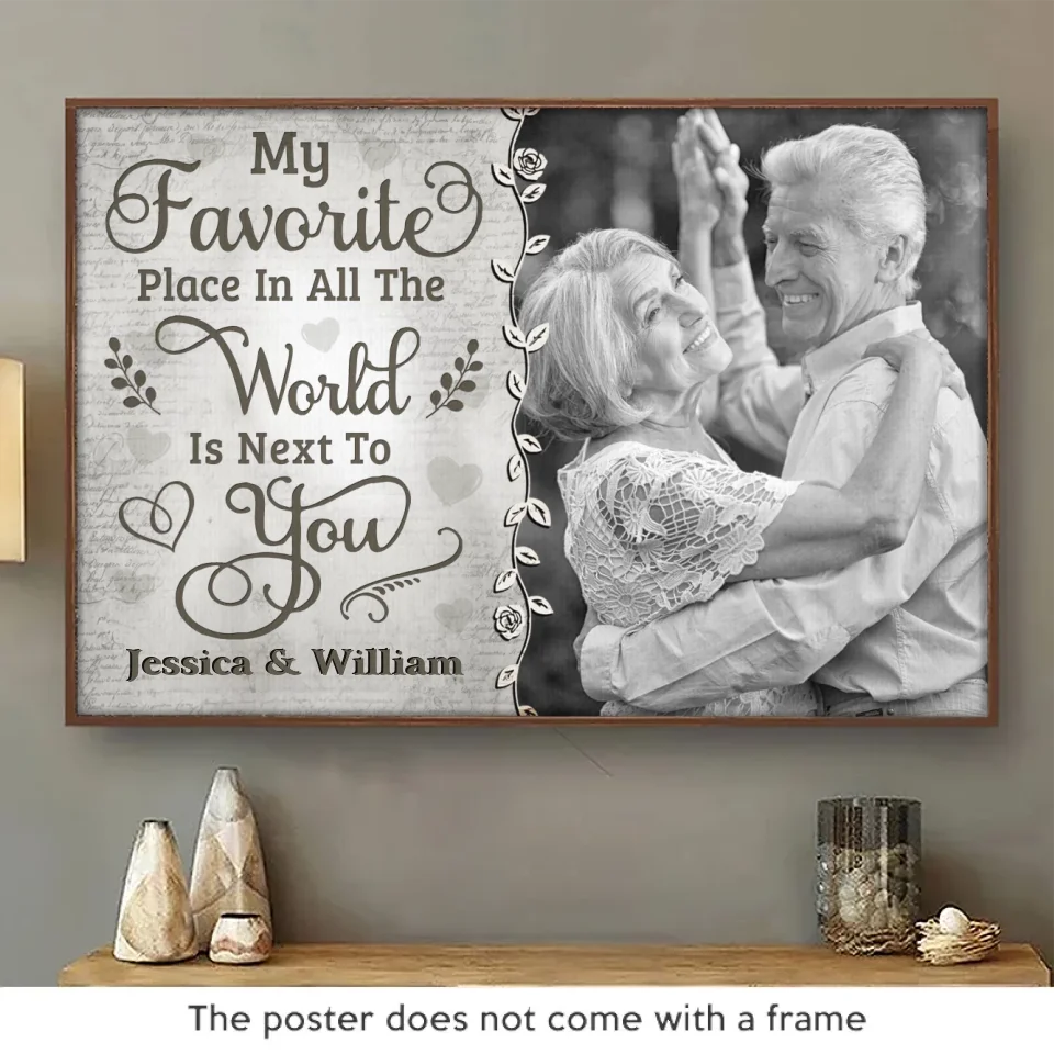 Photo personnalisée avec vous, l'amour se sent comme à la maison - Affiche horizontale personnalisée pour couple - Cadeau pour mari et femme, anniversaire