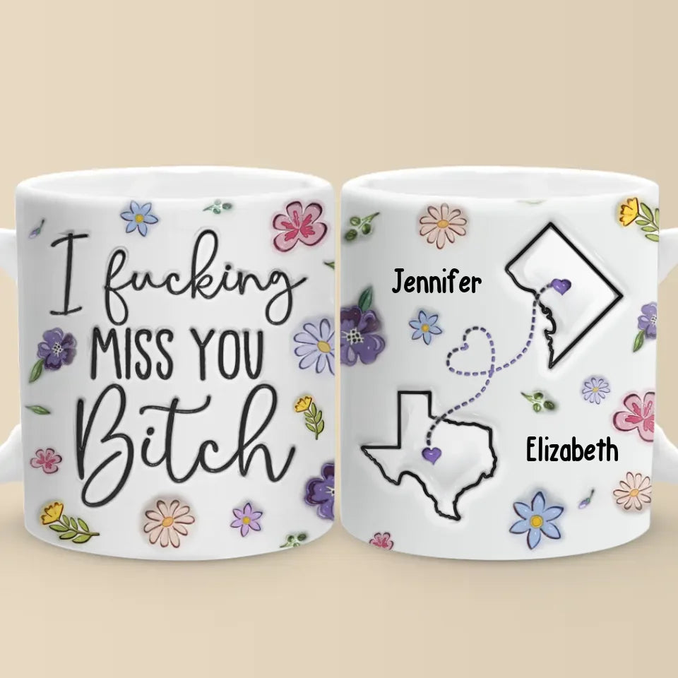 La véritable amitié ne s'efface pas avec la distance - Mug personnalisé 3D à effet gonflé - Cadeau de Noël pour meilleures amies, meilleures amies, sœurs