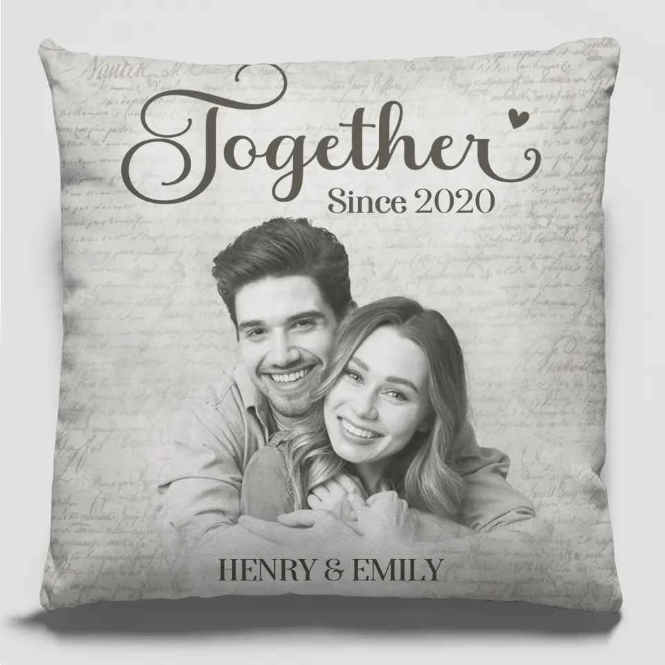 Coussin photo personnalisé « L'amour commence et finit avec vous » - Coussin personnalisé pour couple - Cadeau de Noël pour mari et femme, anniversaire