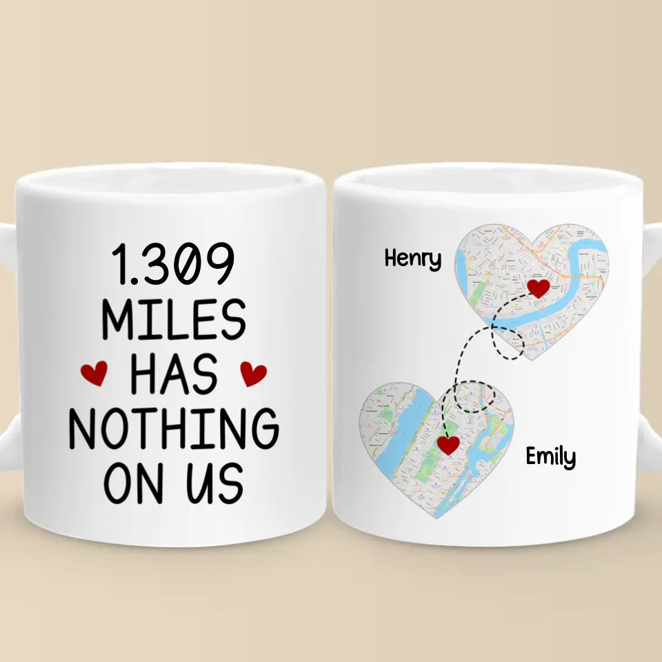 Carte de localisation : J'existe à deux endroits, ici et là où vous êtes - Tasse personnalisée pour couple avec carte - Art cartographique, cadeau de Noël pour mari et femme, anniversaire