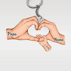 Un petit monde créé par l'amour - Porte-clés personnalisé en acrylique de forme personnalisée pour la famille - Cadeau pour les membres de la famille
