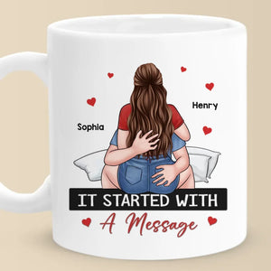 Notre amour est l'étincelle dans chaque baiser - Tasse personnalisée pour couple - Cadeau de Noël pour mari et femme, anniversaire