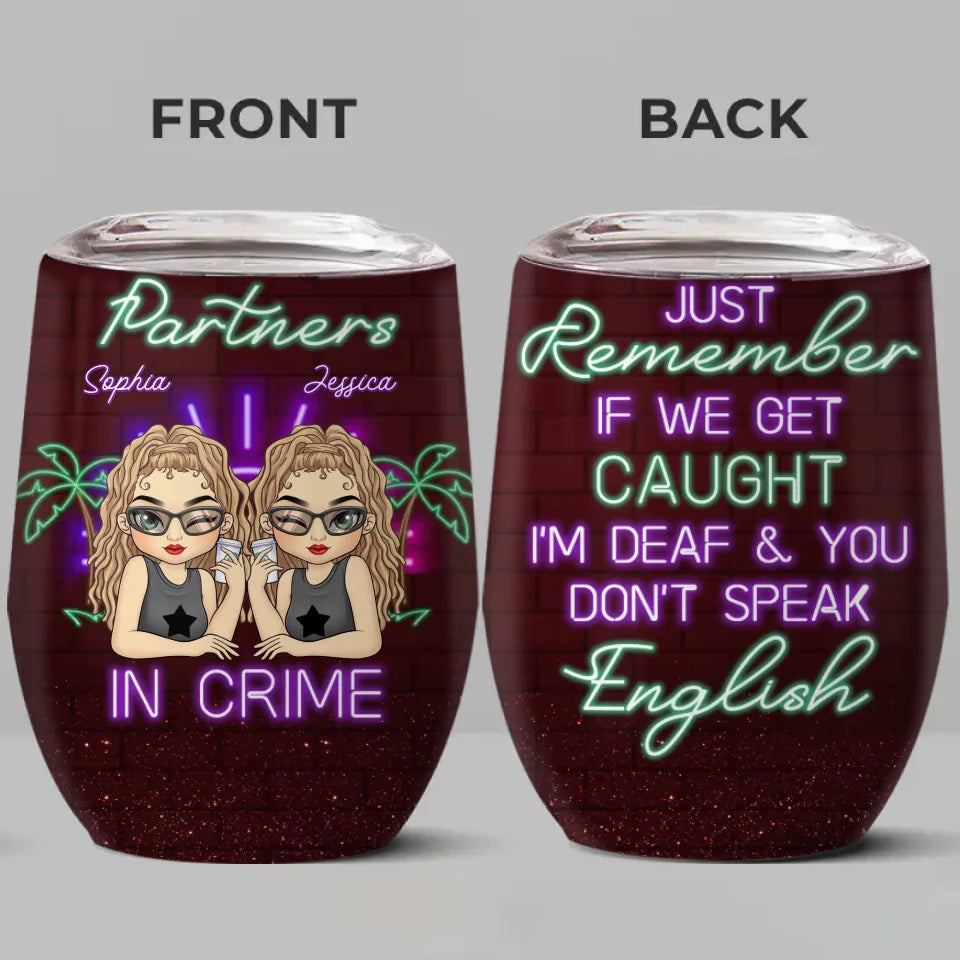 Tolérer les idiots et rester sain d'esprit - Verre à vin personnalisé Bestie - Cadeau pour meilleures amies, meilleures amies, sœurs