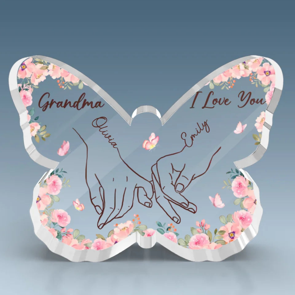 Les sacrifices silencieux reflètent un amour sans fin - Plaque acrylique personnalisée en forme de papillon pour la famille - Cadeau pour maman, grand-mère