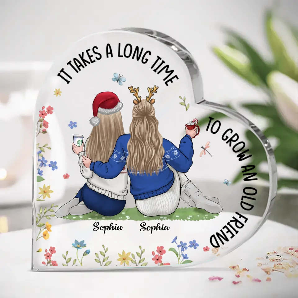 You’re The Family I Chose - Bestie Personalized Custom Heart Shaped Acrylic Plaque - Gift For Best Friends, BFF, Sisters