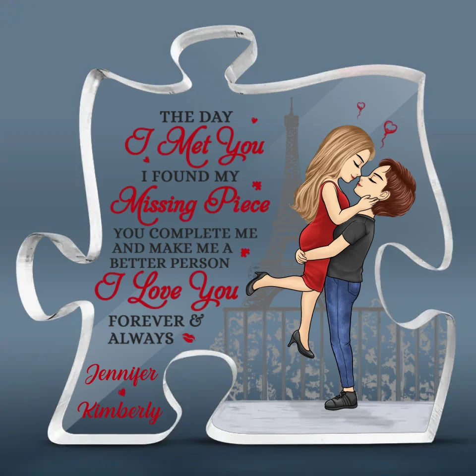 Tu seras toujours mon éternel - Plaque acrylique personnalisée en forme de puzzle pour couple - Cadeau pour mari, femme, anniversaire, LGBTQ+