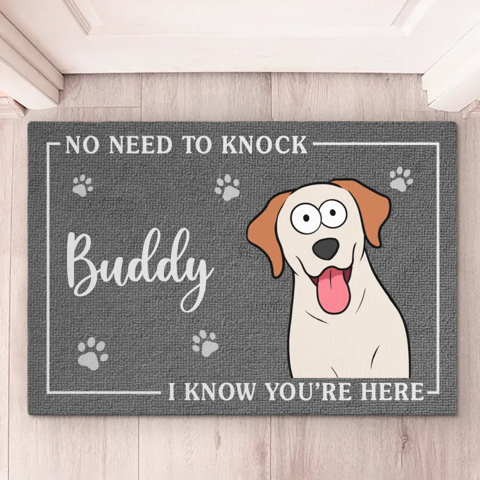Pattes à la maison, yeux en devoir - Tapis décoratif personnalisé pour chien - Cadeau de pendaison de crémaillère pour propriétaires et amoureux des animaux