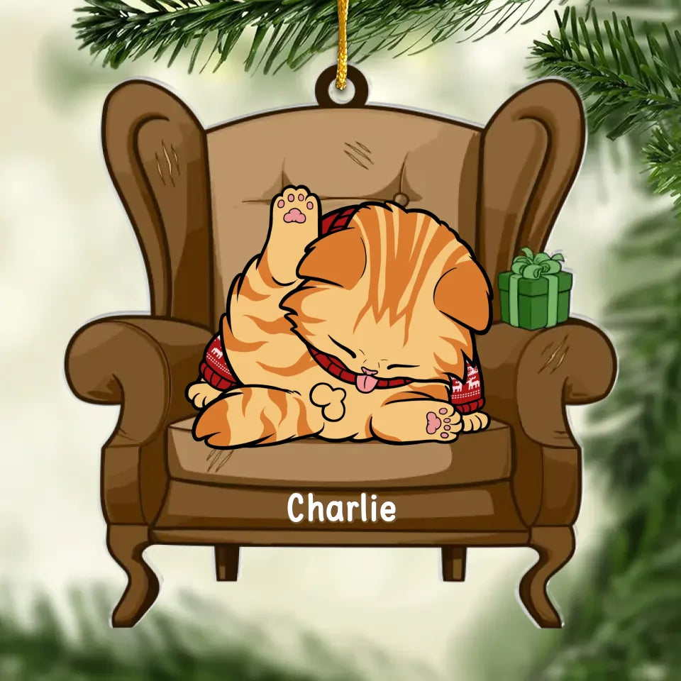 Décorez vos pattes avec des branches de houx – Ornement personnalisé pour chat – Forme personnalisée en acrylique – Cadeau de Noël pour les propriétaires et les amoureux des animaux
