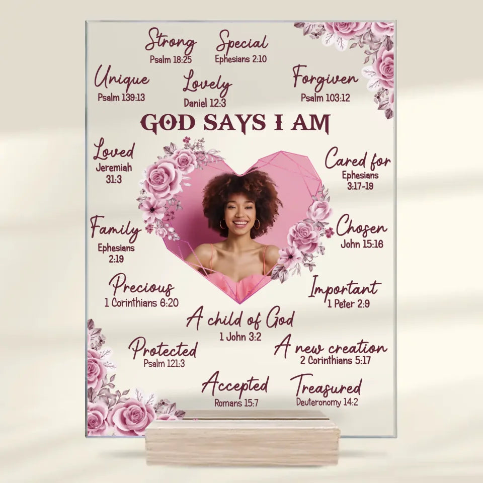 Photo personnalisée Une nouvelle création de Dieu Amour de soi - Affirmation Plaque acrylique rectangulaire personnalisée - Cadeau pour vous-même