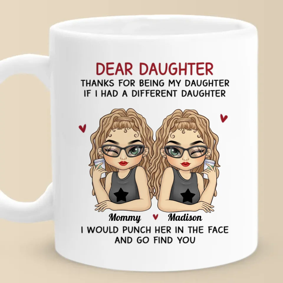 Une fille est le reflet de l'amour de sa mère - Tasse personnalisée pour la famille - Cadeau pour maman et fille
