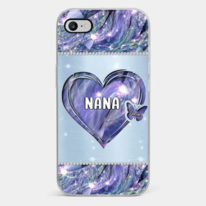 Les petits-enfants comblent sa joie - Étui de téléphone transparent personnalisé avec effet de faux bijoux - Cadeau pour maman et grand-mère