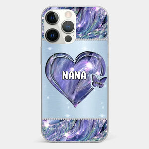 Les petits-enfants comblent sa joie - Étui de téléphone transparent personnalisé avec effet de faux bijoux - Cadeau pour maman et grand-mère