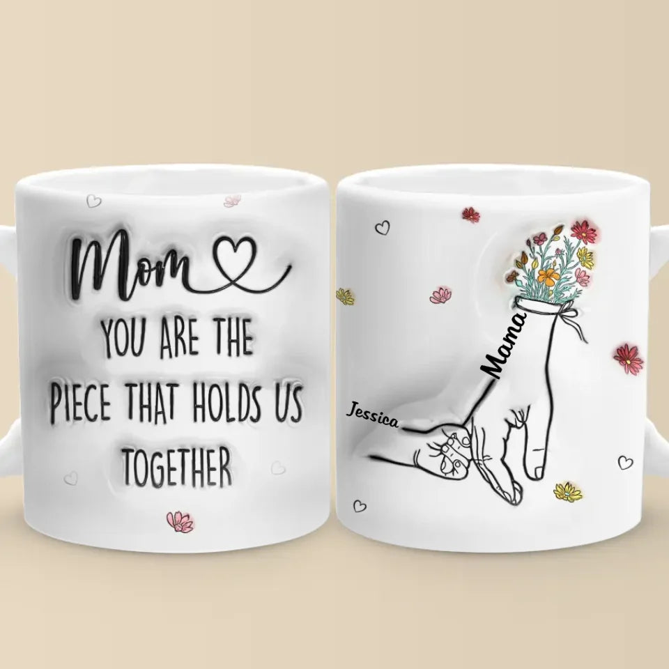 Petites mains, grand amour - Mug personnalisé avec effet gonflé en 3D - Cadeau pour maman et grand-mère