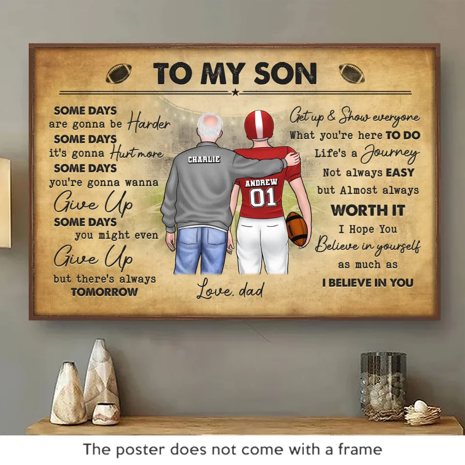 Le football d'abord, le reste ensuite - Affiche horizontale personnalisée pour la famille - Cadeau pour les membres de la famille, les amateurs de sport et les sportifs