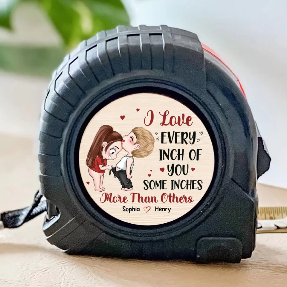 J'aime chaque centimètre de toi - Mètre ruban personnalisé pour couple - Cadeau pour mari et femme, anniversaire