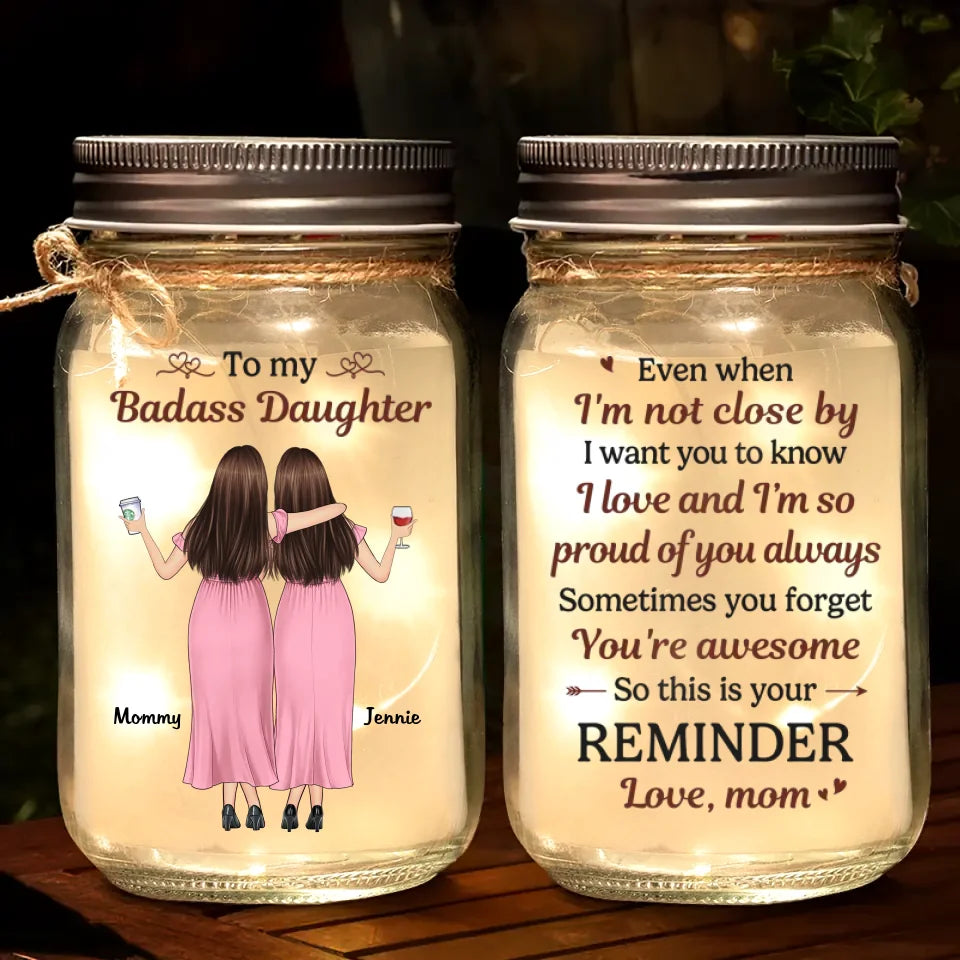 Tu es mon plus grand trésor, et je suis infiniment fier de toi - Lampe de pot Mason personnalisée pour la famille - Cadeau pour maman, fille