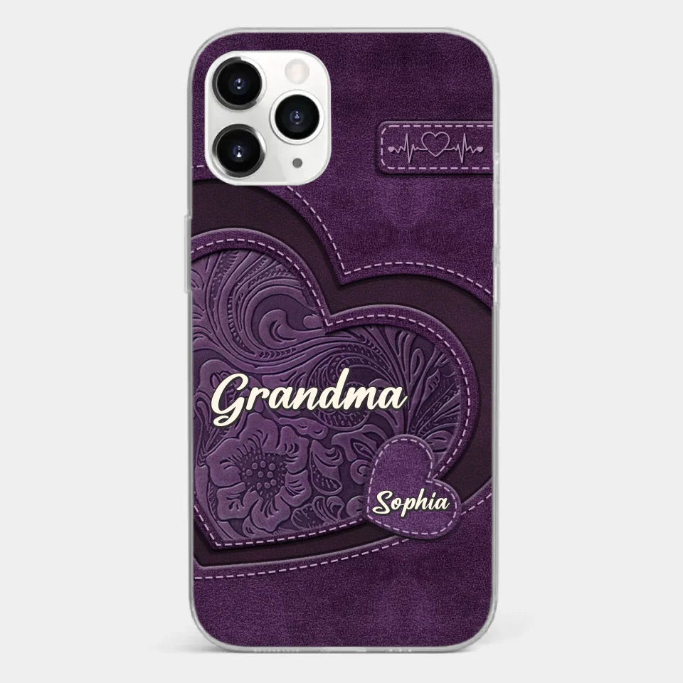 Coque de téléphone transparente personnalisée avec effet gonflable en 3D - Cadeaux d'anniversaire personnalisés pour maman et grand-mère - Grand-mère, ton amour m'a façonnée de manière durable