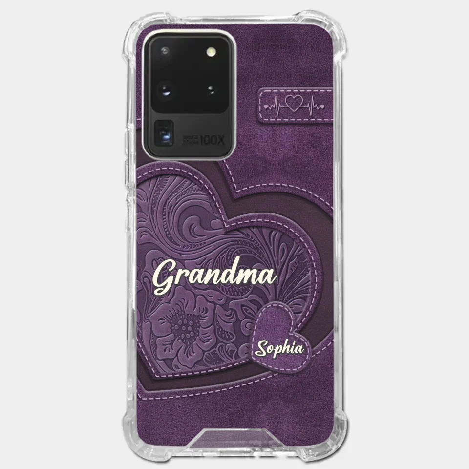 Coque de téléphone transparente personnalisée avec effet gonflable en 3D - Cadeaux d'anniversaire personnalisés pour maman et grand-mère - Grand-mère, ton amour m'a façonnée de manière durable