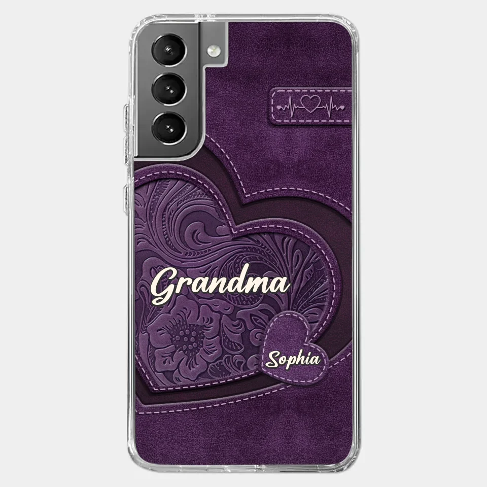 Coque de téléphone transparente personnalisée avec effet gonflable en 3D - Cadeaux d'anniversaire personnalisés pour maman et grand-mère - Grand-mère, ton amour m'a façonnée de manière durable