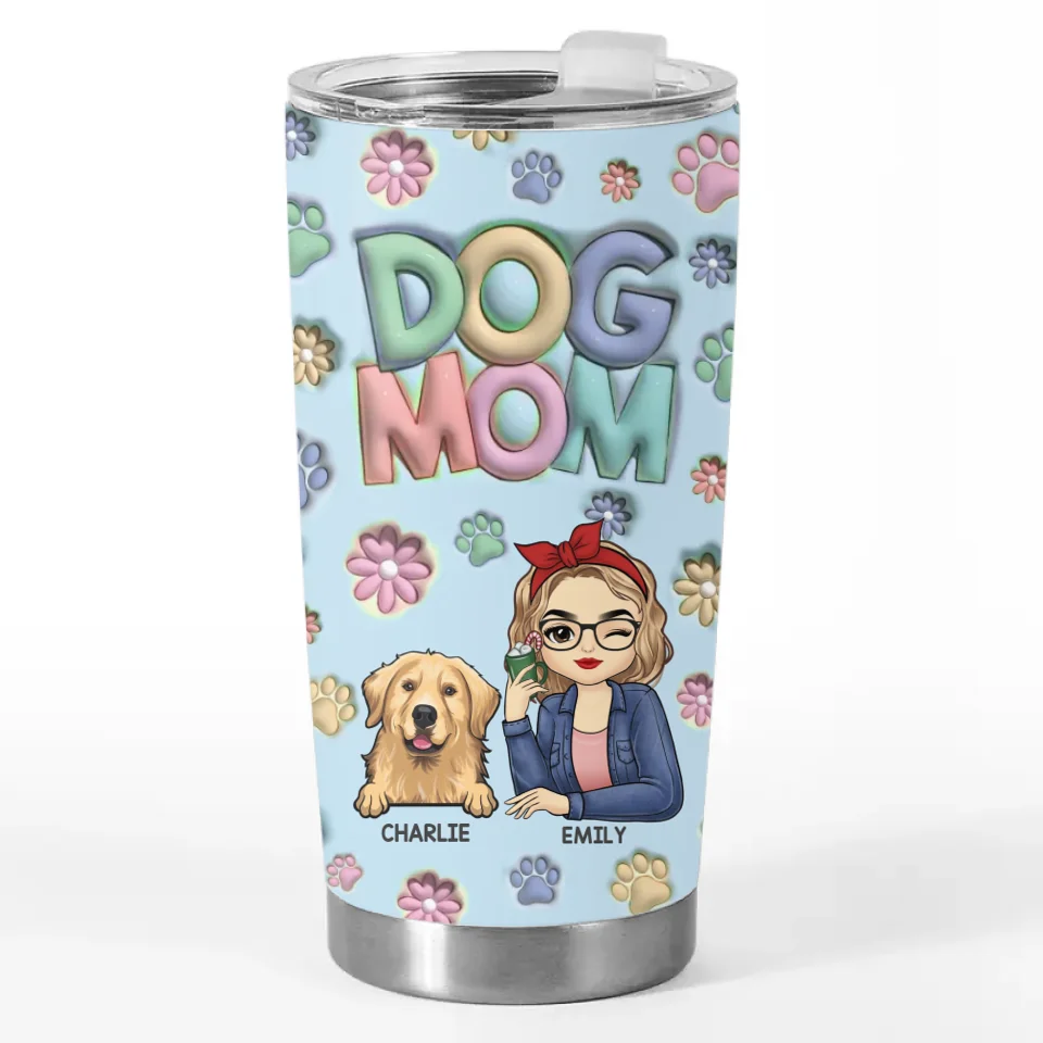 En tant que maman d'animaux, ma vie est tellement plus riche - Gobelet personnalisé avec effet gonflable 3D imprimé pour chien et chat - Cadeau pour propriétaires d'animaux et amoureux des animaux