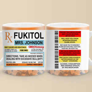 Ordonnance de Fukitol pour recharger votre esprit et votre âme - Mug personnalisé pour ami - Cadeau pour meilleurs amis, sœurs, membres de la famille, collègues