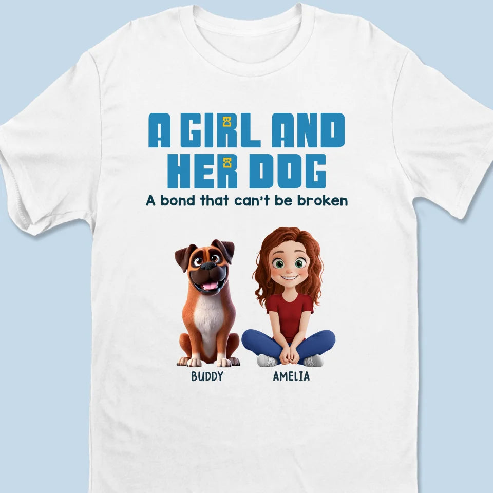 Le lien entre une fille et son chien est le plus beau cadeau de la vie - T-shirt unisexe personnalisé pour chien, t-shirt premium, sweat à capuche - Cadeau pour les propriétaires d'animaux et les amoureux des animaux