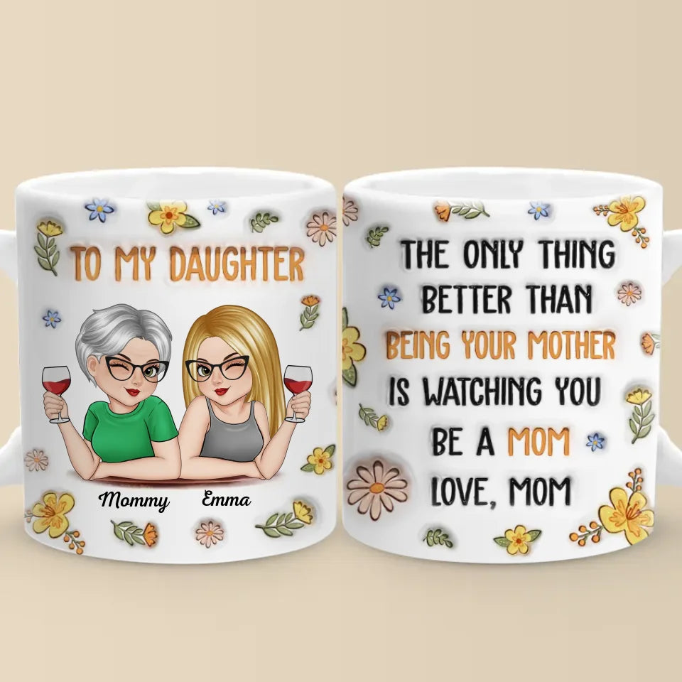 Dans son sourire, je vois mon propre cœur se refléter - Mug personnalisé imprimé effet gonflé 3D pour la famille - Cadeau pour fille