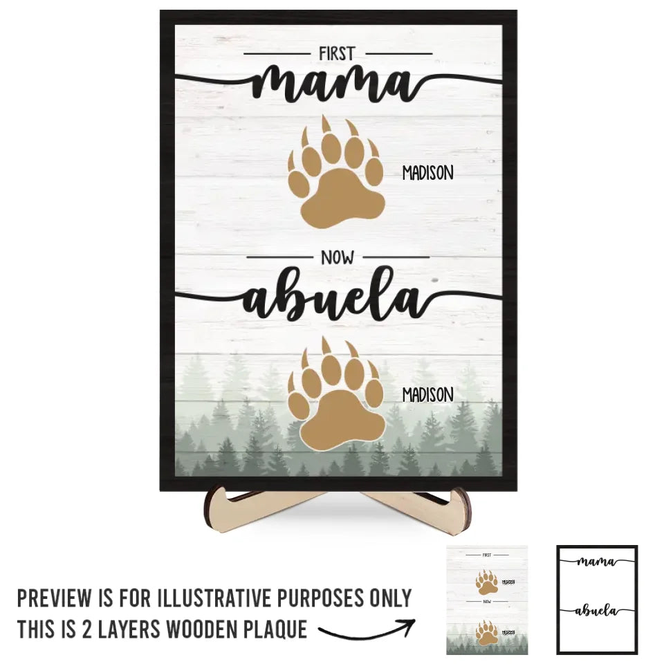 Voyage du cœur - Plaque en bois personnalisée à 2 couches avec support - Cadeau pour maman et grand-mère