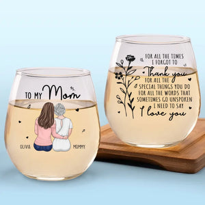 Merci pour tout ce que vous faites - Verre à vin personnalisé pour la famille - Cadeau pour maman, fille