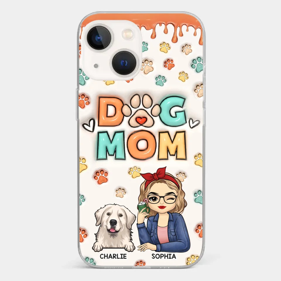 La route vers mon cœur est remplie d'empreintes de pattes - Coque de téléphone transparente personnalisée avec effet gonflable 3D pour chien et chat - Cadeau pour propriétaires d'animaux et amoureux des animaux