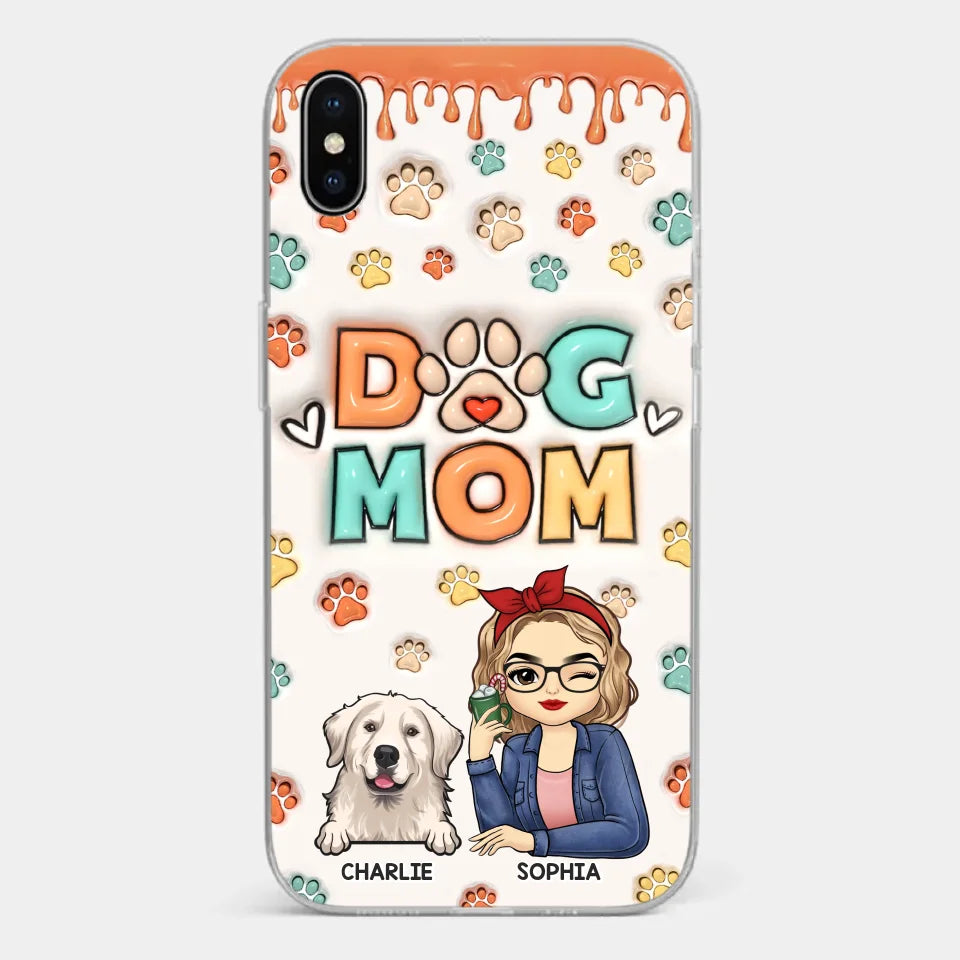 La route vers mon cœur est remplie d'empreintes de pattes - Coque de téléphone transparente personnalisée avec effet gonflable 3D pour chien et chat - Cadeau pour propriétaires d'animaux et amoureux des animaux