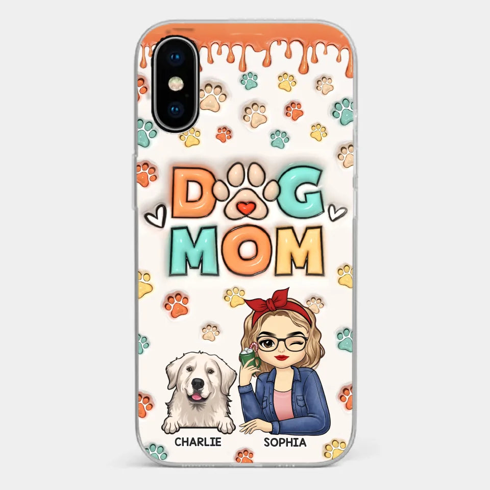La route vers mon cœur est remplie d'empreintes de pattes - Coque de téléphone transparente personnalisée avec effet gonflable 3D pour chien et chat - Cadeau pour propriétaires d'animaux et amoureux des animaux