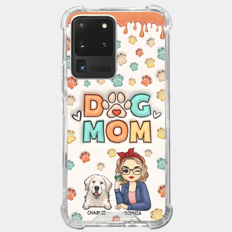 La route vers mon cœur est remplie d'empreintes de pattes - Coque de téléphone transparente personnalisée avec effet gonflable 3D pour chien et chat - Cadeau pour propriétaires d'animaux et amoureux des animaux