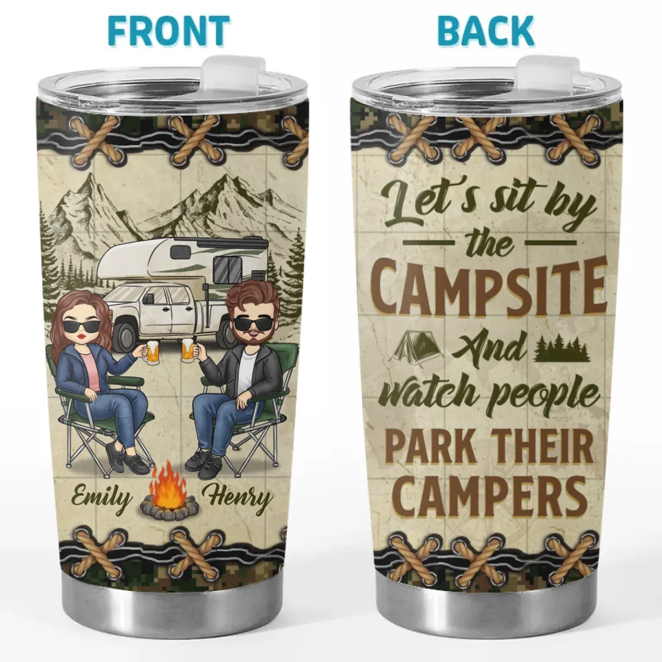 La maison est là où nous plantons notre tente - Gobelet personnalisé pour couple - Cadeau pour mari, femme et amoureux du camping
