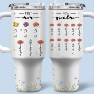 Fleurissez où vous êtes planté - Gobelet personnalisé en acier inoxydable de 40 oz avec poignée - Fête des Mères, cadeau pour maman, grand-mère