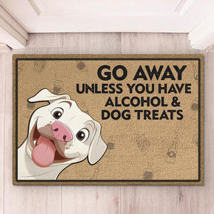 Partez sans friandises pour chien ! Tapis décoratif personnalisé pour chien ! Cadeau de pendaison de crémaillère pour propriétaires et amoureux des animaux.