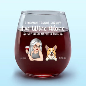 Le vin remplit le verre, un chien remplit le cœur - Verre à vin personnalisé avec chien - Cadeau pour les propriétaires d'animaux et les amoureux des animaux