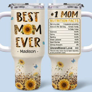 Ma grand-mère, mon héroïne - Gobelet personnalisé en acier inoxydable de 1 134 ml avec poignée - Cadeau pour maman et grand-mère